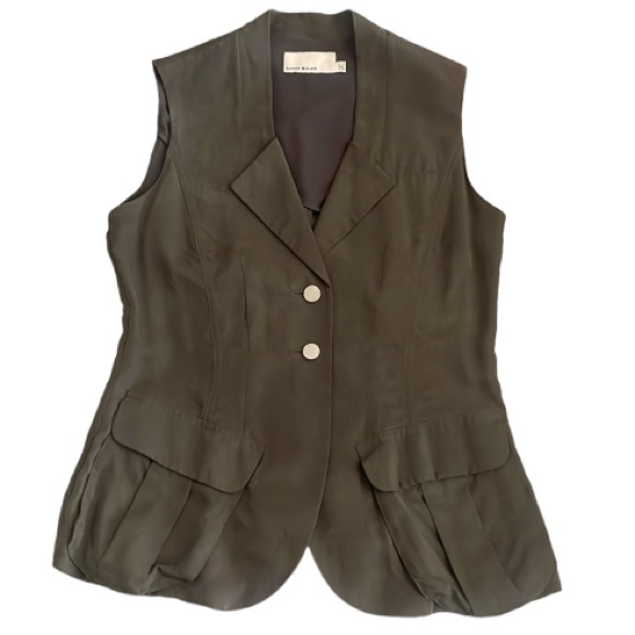 Karen Millen Army Green Faux Silk Vest Size 6 - Picture 3 of 16